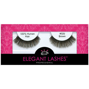 Elegant Lashes #020 Brown 100% Natural Human Hair False Eyelashes Triple Pack (3 pairs multipack)