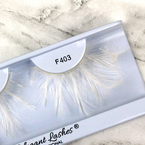 Elegant Lashes F403 long white wispy feather eyelashes wholesale bulk 