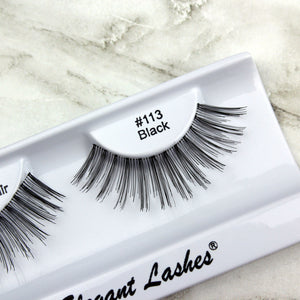 Elegant Lashes #113 Black long dramatic false eyelashes sold in bulk wholesale
