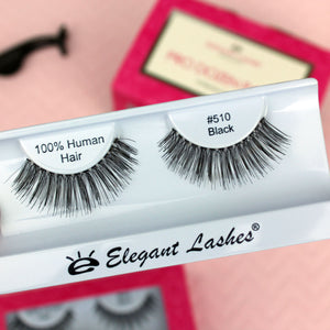 Elegant Lashes #510 Black  | Long Glam 100% Natural Human Hair Bulk False Eyelashes