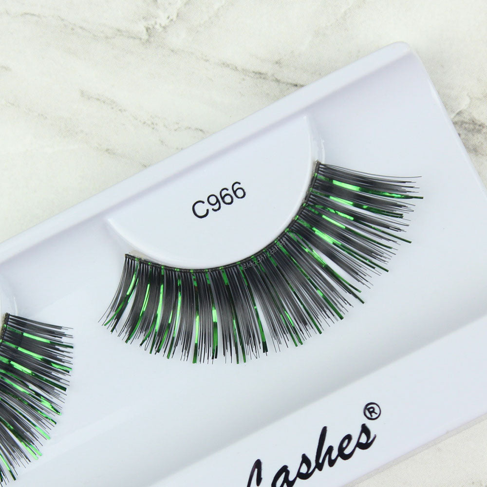Elegant Lashes C966 green tinsel metallic lashes for halloween & st patrick's day