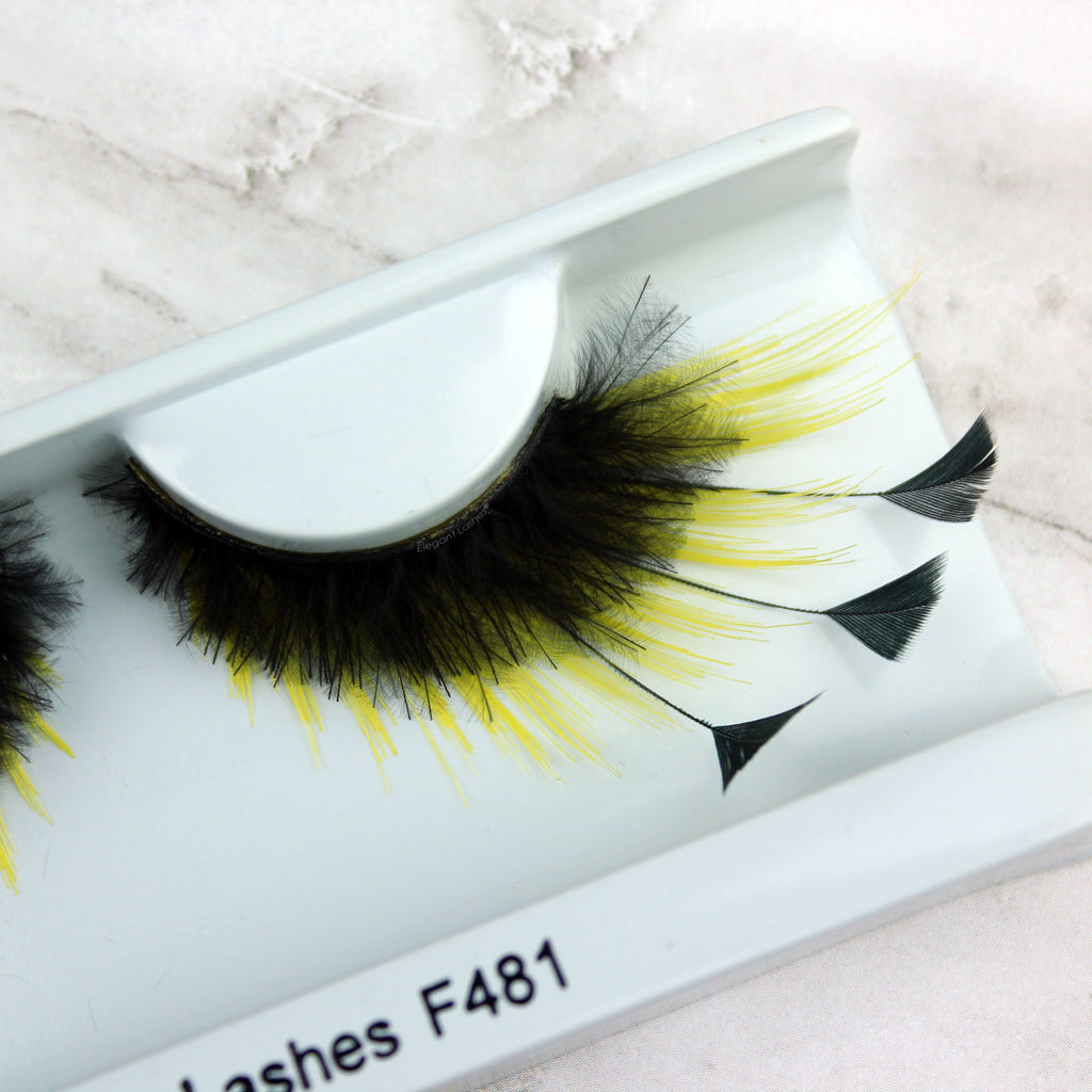 F481 "Fuzzy Bumblebee" Premium Feather Lashes