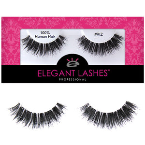 Double-stacked glam wispy 100% Natural human hair false eyelashes | Elegant Lashes #RIZ  (Triple Pack - 3 pairs multi pack)