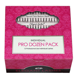 Elegant Lashes Tapered Flare Pro Dozen Pack | 12 wholesale bulk cluster individual lashes