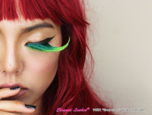 Sunny wearing Elegant Lashes W581 Shamrock green drag lashes 