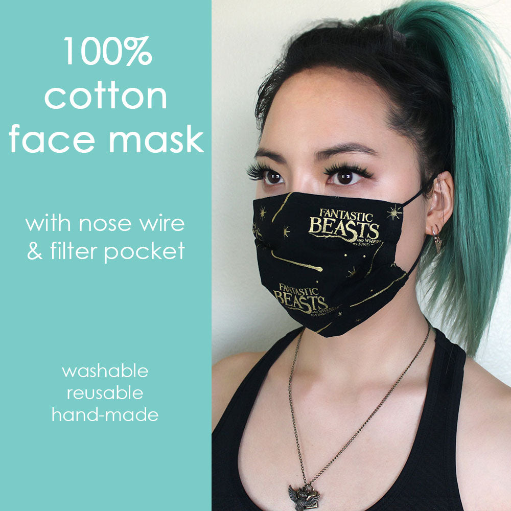 Reusable Cloth Face Mask with Filter Pocket & Nose Wire
