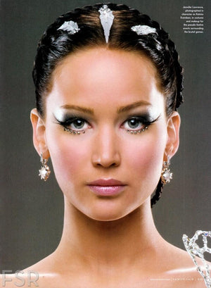 The Hunger Games Katniss Everdeen (Jennifer Lawrence) in Mockingjay makeup wearing Elegant Lashes F404 Black Feather False Eyelashes 